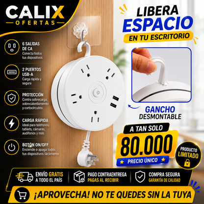 Extensión Eléctrica Redonda Multitoma 6p